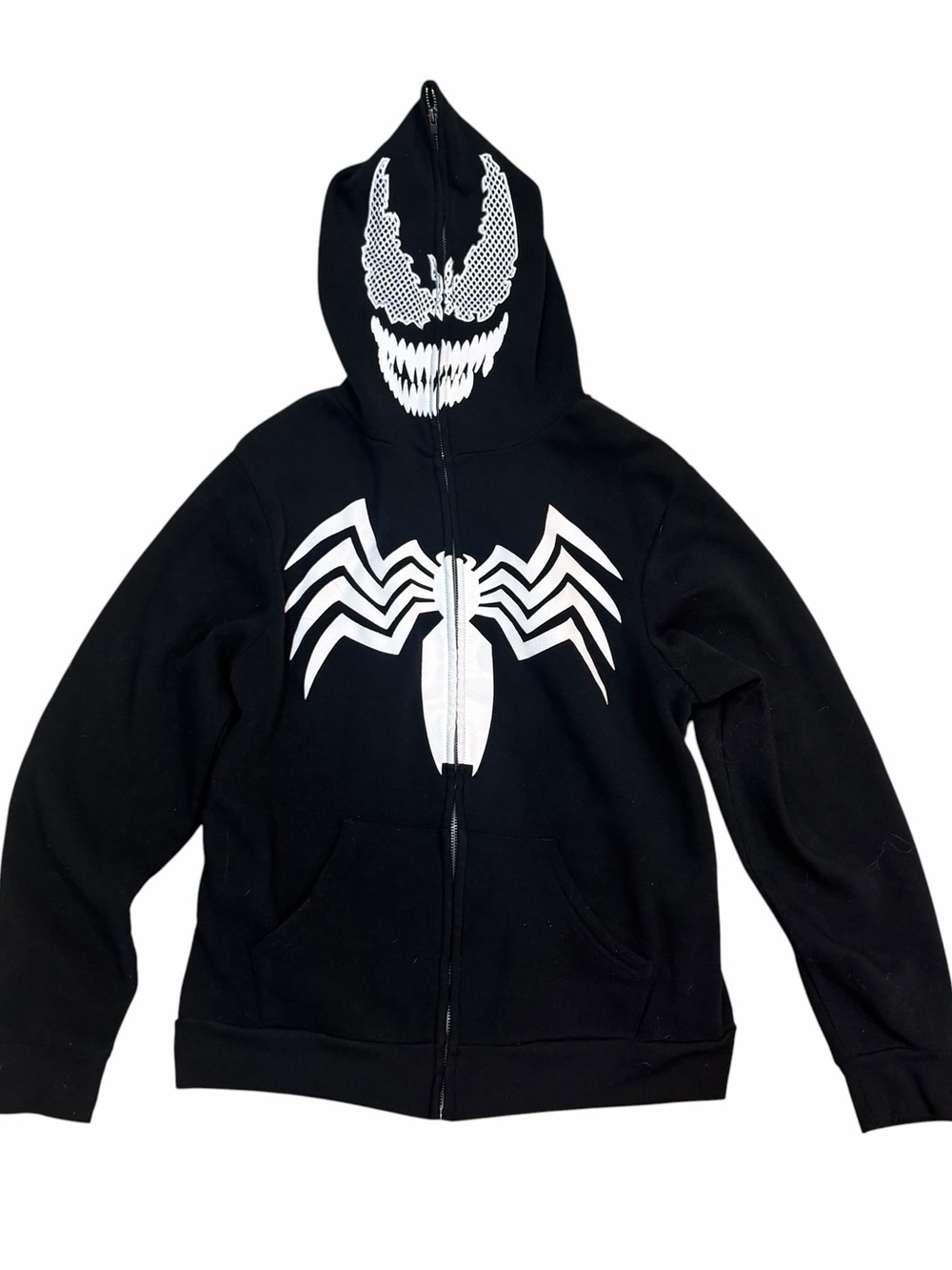Marvel Venom Full Zip Graphic Hoodie Face Mask Zip Up Size M